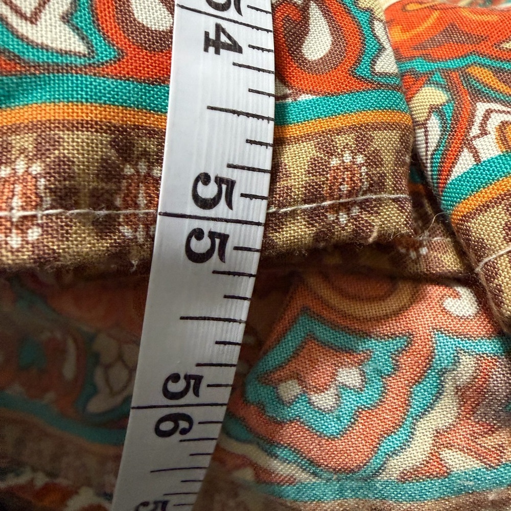 Boho Paisley Midi Dress Orange Green Square Neck Tiered Festival Sundress - Picture 8 of 8